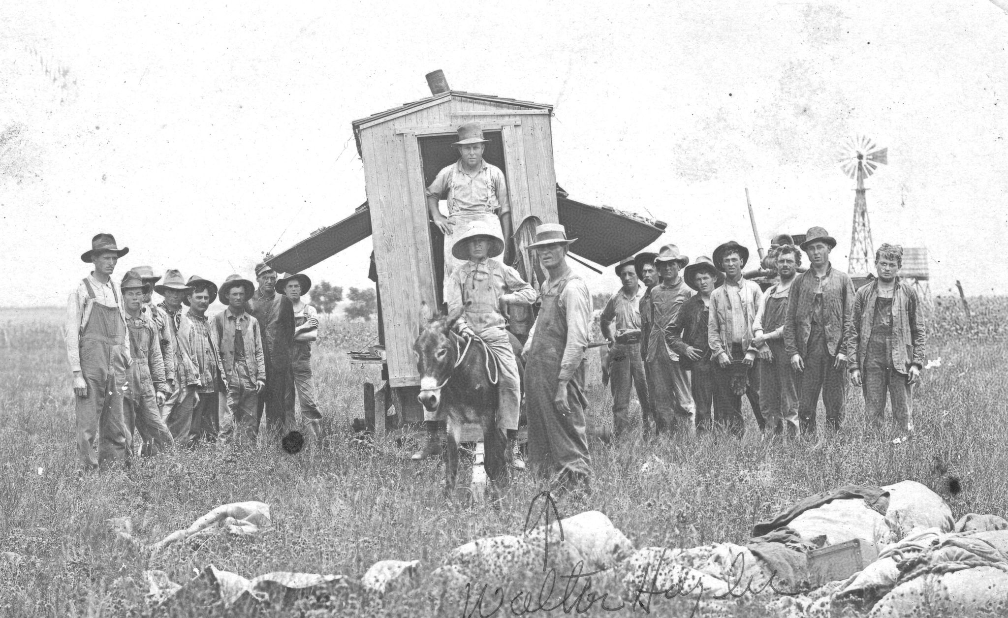Threshing crew breaks for lunch